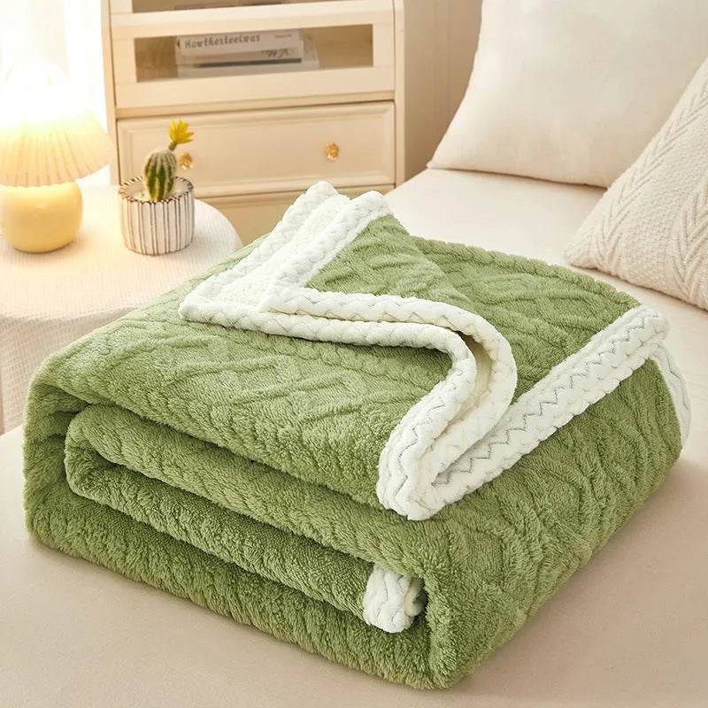 Blanket Double Thickened Warm Coral Fleece Sofa Winter Blanket - Velora