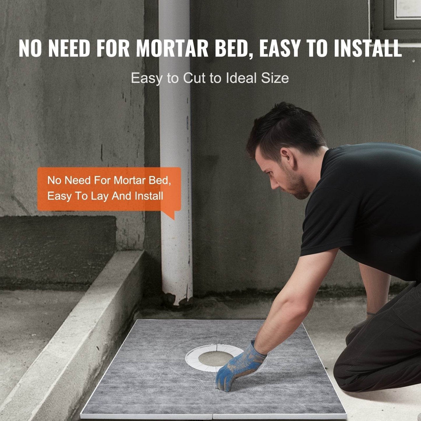 Shower Curb Kit, 36x36 Shower Pan Kit With 6.3 Central Drain, Lightweight EPS Shower Installation Kits With 2 Waterproof Cloths, Shower Pan Slope Sticks Fit For Bathroom