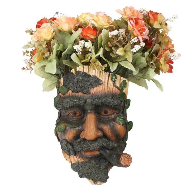 Smoker Man Wooden Resin Craft Ornaments Wall Decor - Velora