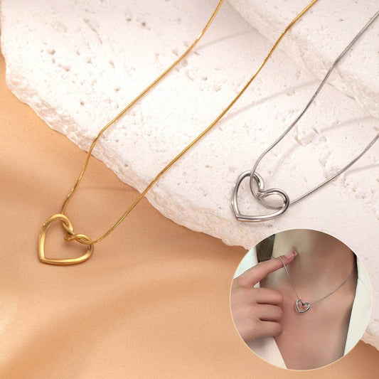 Fashion Jewelry Tainless Steel Twist Hollow Heart Pendant Necklace For Women Spicy Girls Simple Clavicle Chain Jewelry Gift - Velora