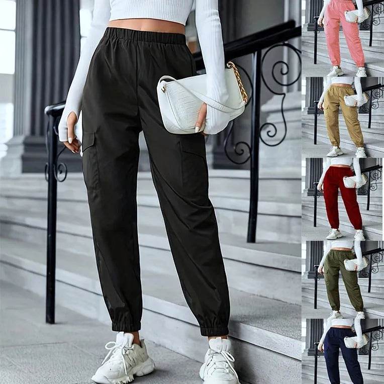 New Cargo Pants Fashion Casual Multi-pocket Elastic Waist Pencil Pants For Women - Velora