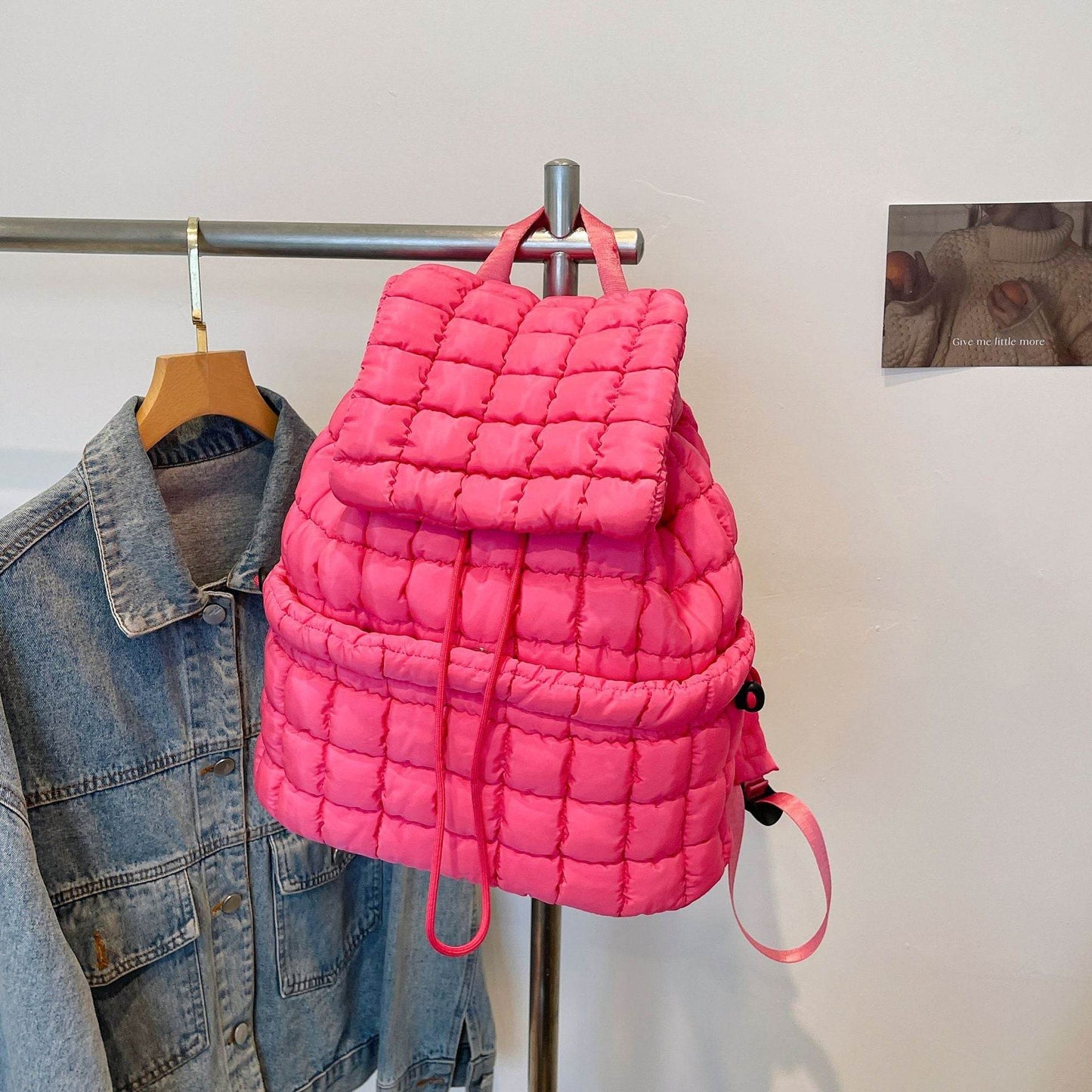 Candy Color Quilted Women Backpack Puffy Down Padded School Bag Large Cotton Travel Back Pack Bags For Women Plaids Shoulder Bag - Velora
