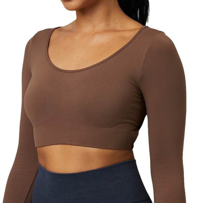 Long Sleeve Hollow Back Crop Workout Top for Women Sport Gym Top - Velora