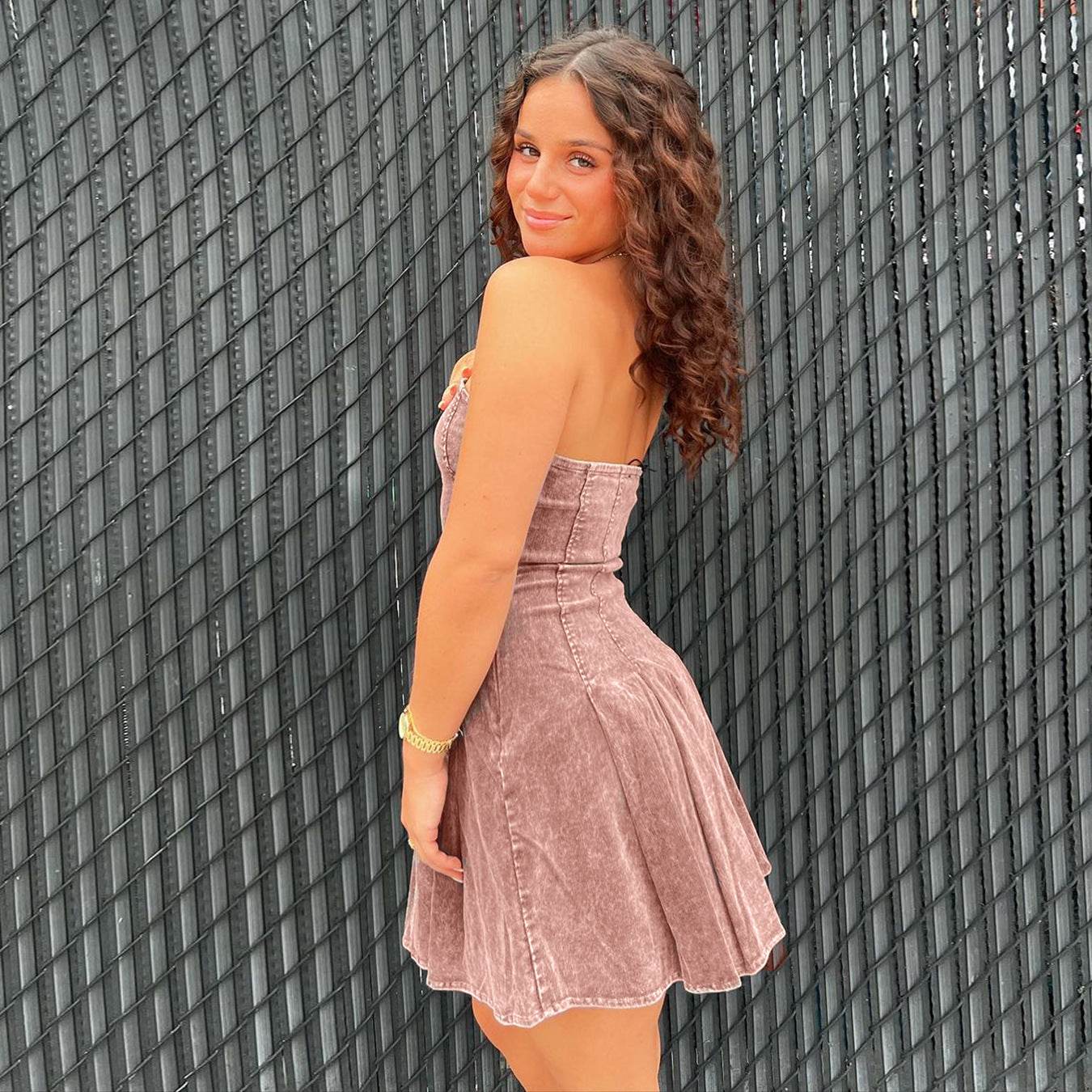 Sleeveless Backless Wash Jeans Denim European And American Tube Top flared Dress - Velora