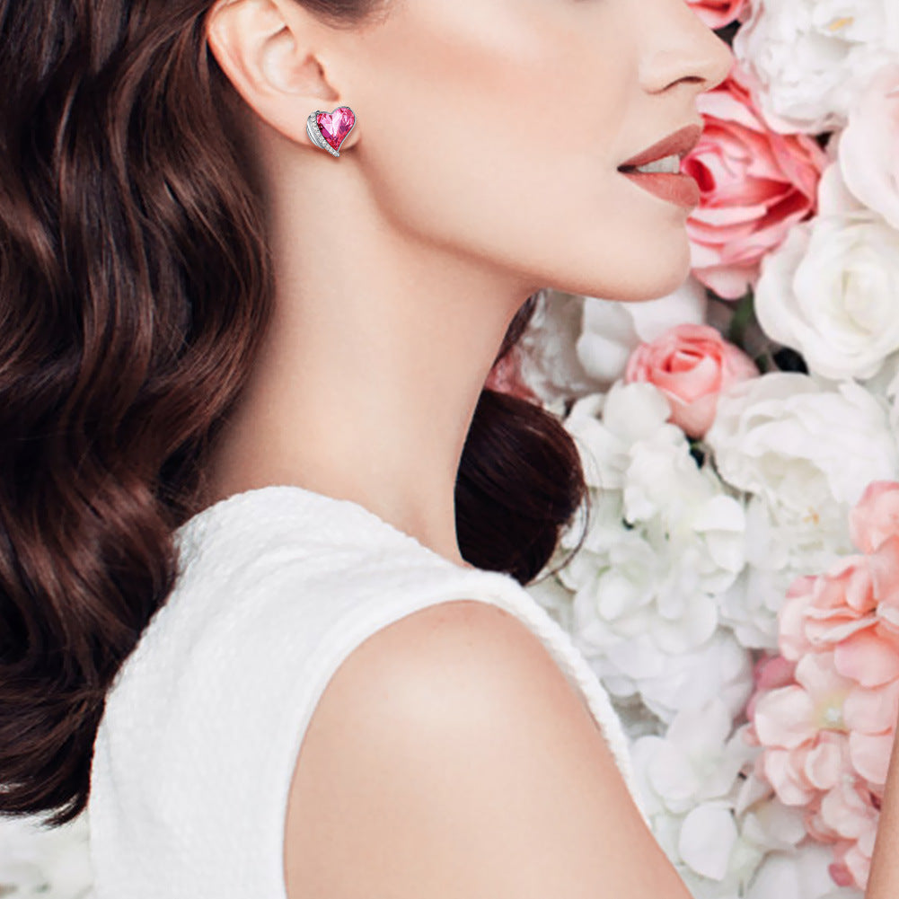 Pink Angel Wing Earrings with Swarovski Elements