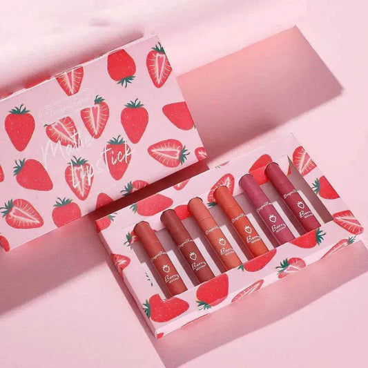 6pcs Box Strawberry Set Lip Gloss Non-stick Cup - Velora