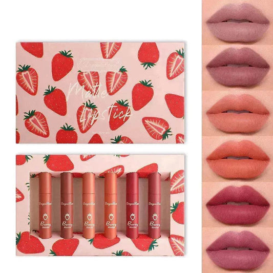 6pcs Box Strawberry Set Lip Gloss Non-stick Cup - Velora