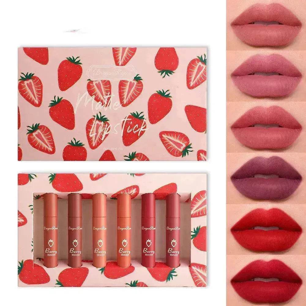 6pcs Box Strawberry Set Lip Gloss Non-stick Cup - Velora