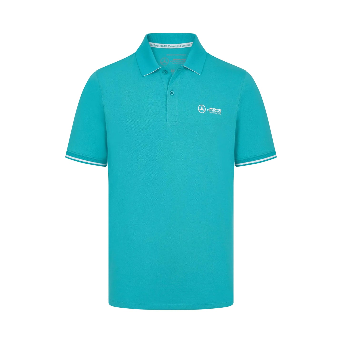 Mercedes AMG Petronas F1 Mens Polo with 3D Team Logo Execution - Teal - Size: S