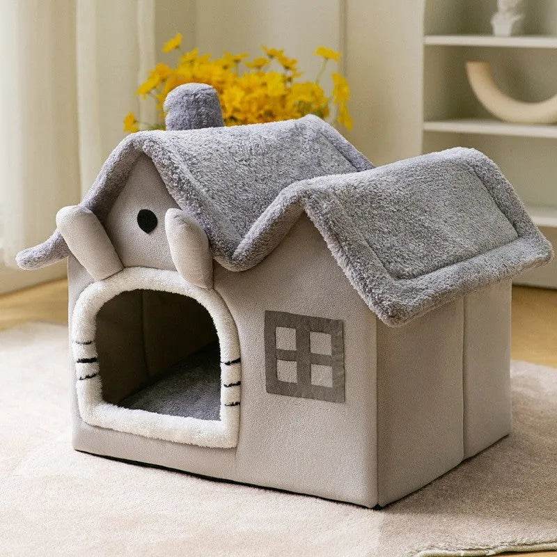 Foldable Dog House Pet Cat Bed Winter Dog Villa Sleep Kennel Removable Nest Warm Enclosed Cave Sofa Pets Supplies - Velora