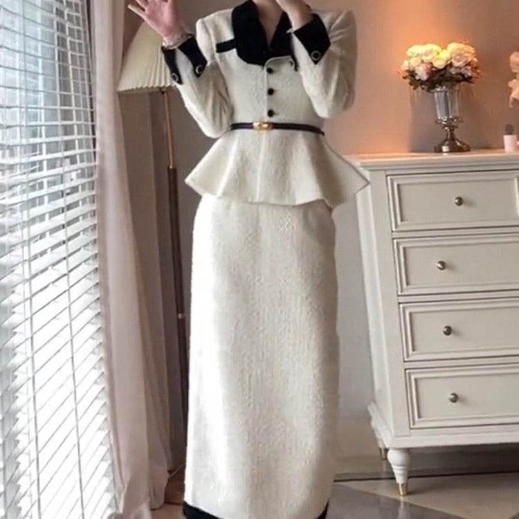 Elegant Elegant White Suit Socialite Woolen - Velora