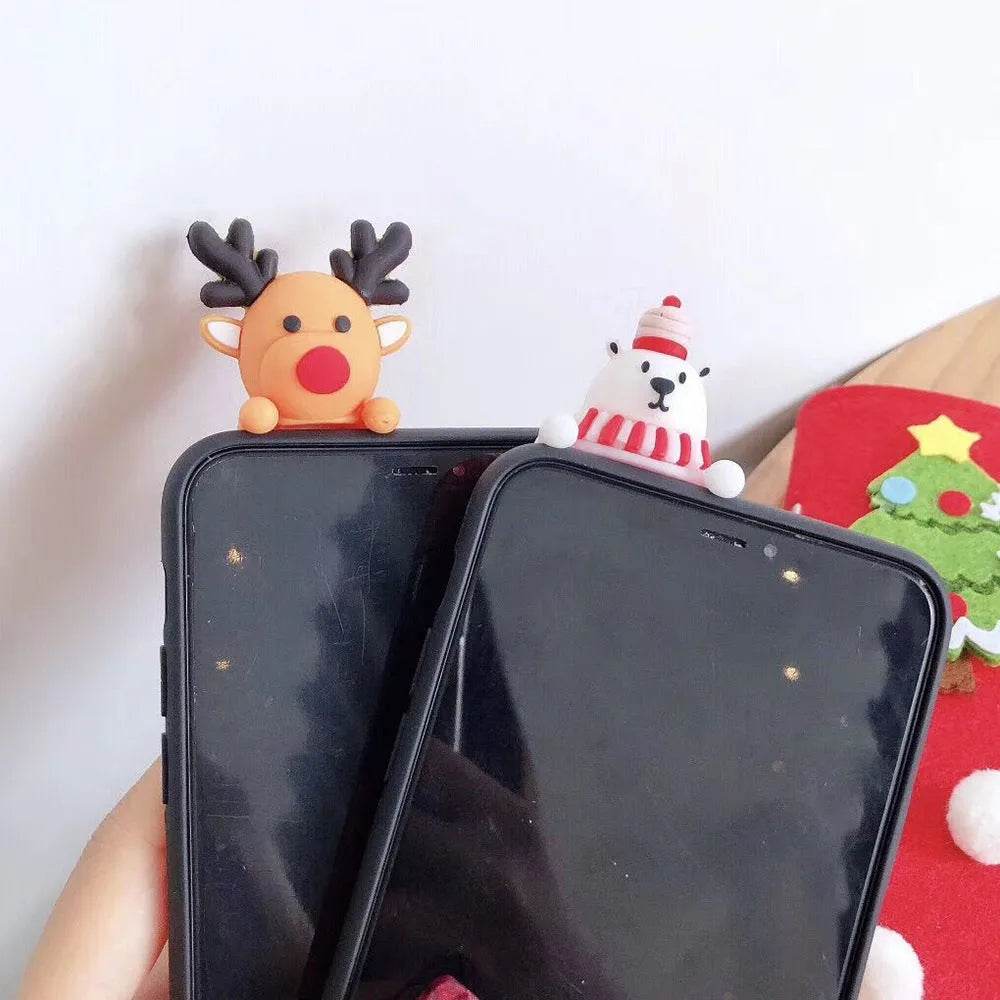 Merry Snowflakes Santa Deer Christmas-themed phone case - Velora