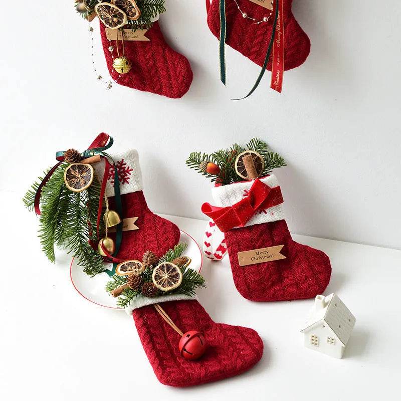 Christmas Decoration Knitted Christmas Stockings Scene Layout - Velora
