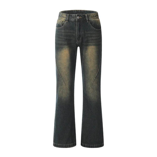 Washed Yellow Denim Bootcut Jeans Pants Men - Velora