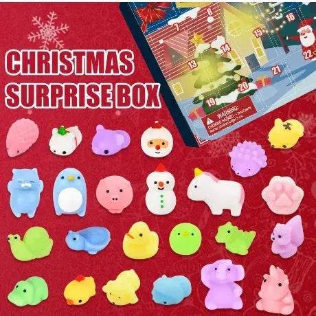 Dowmoo Christmas Pinch Joy Advent Calendar Blind Box, 24 Boxes Christmas Surprise Blind Box Rubber Animal Toys - Velora
