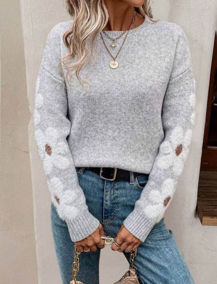 Elegant Elegant Flowers Jacquard Knitted Pullover Women - Velora