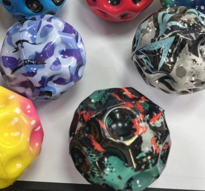 Colorful Hole Ball Soft Bouncy Ball Anti-fall Moon Shape Porous Bouncy Ball Kids Indoor Toys Ergonomic Design Elastic Ball Velora