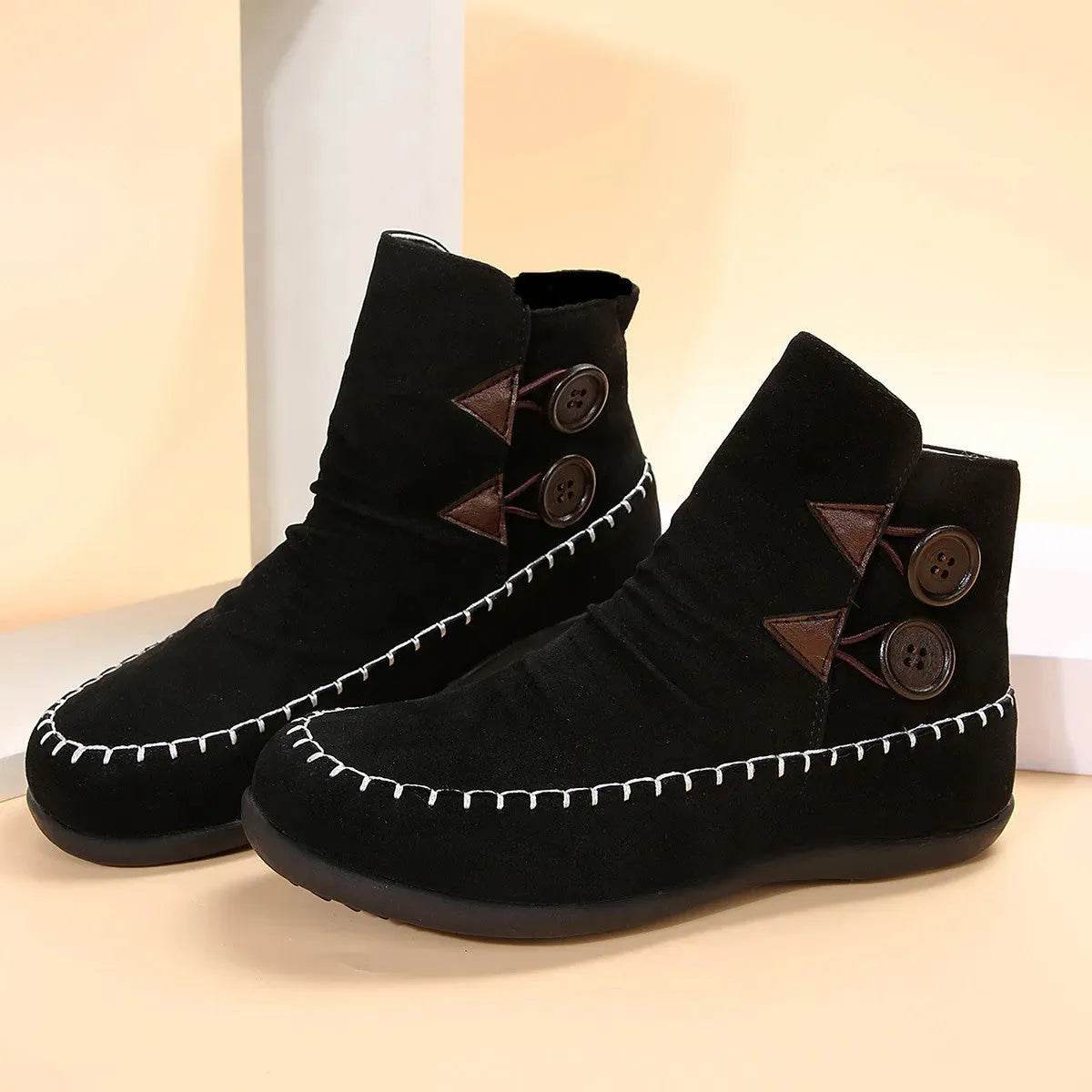 Button Design Ankle Boots For Women Autumn And Winter - Velora