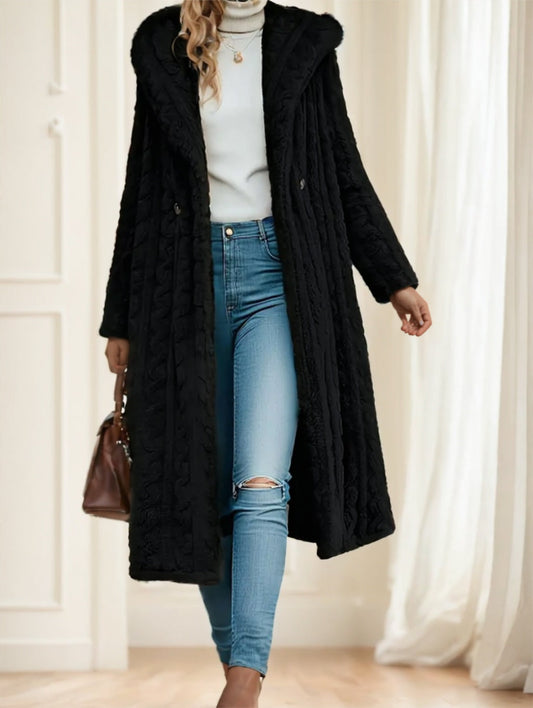 Elegant Black Long Coat For Women Velora