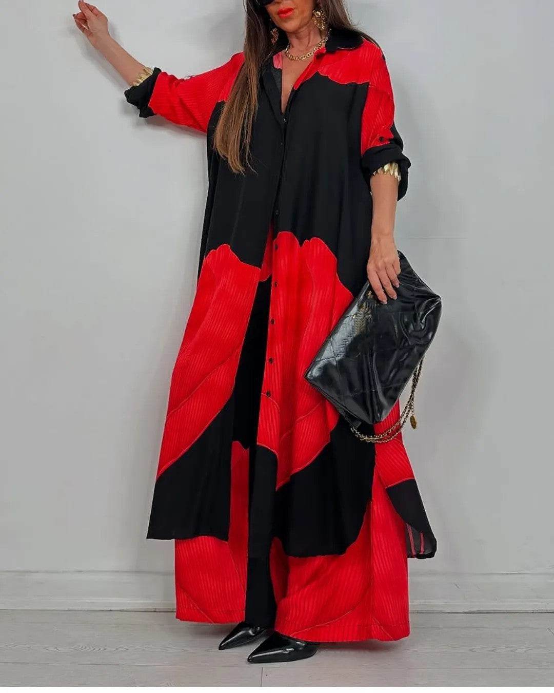 Women's Clothing Fashion Colorblock Loose Shirt - Velora