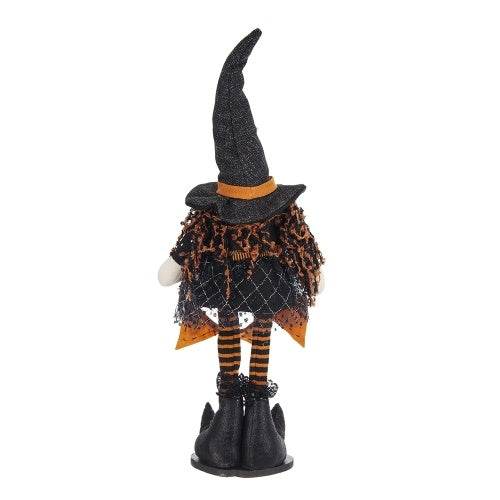 8.3x5x24 Fabric Standing Gnome W Orange Banner Spring Body, For Halloween Decor - Velora