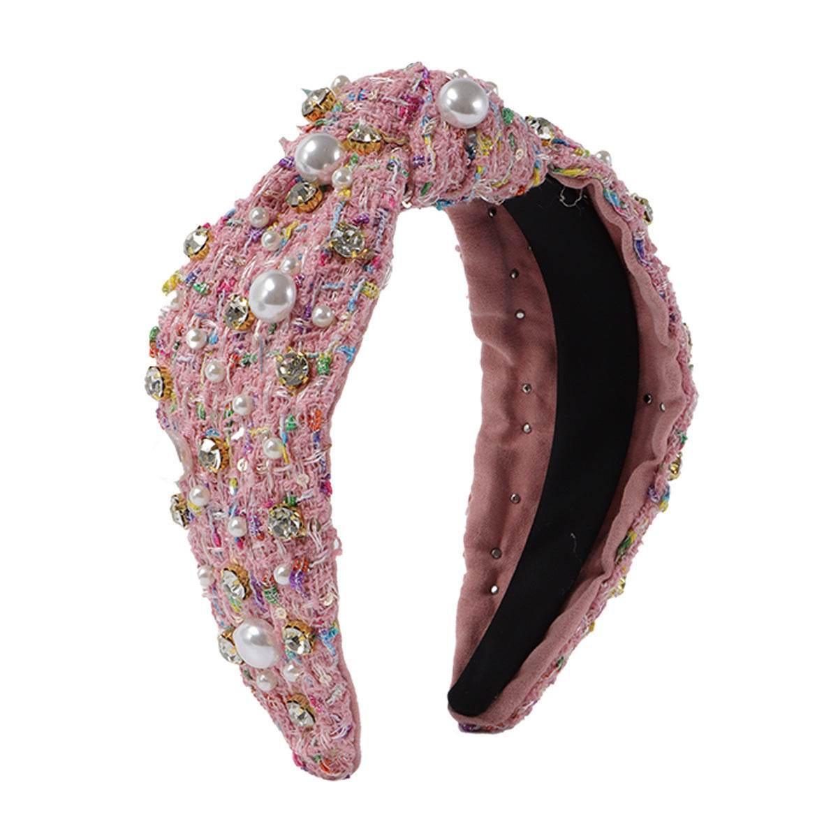 Vintage Fabric Rhinestone Pearl Headband - Velora