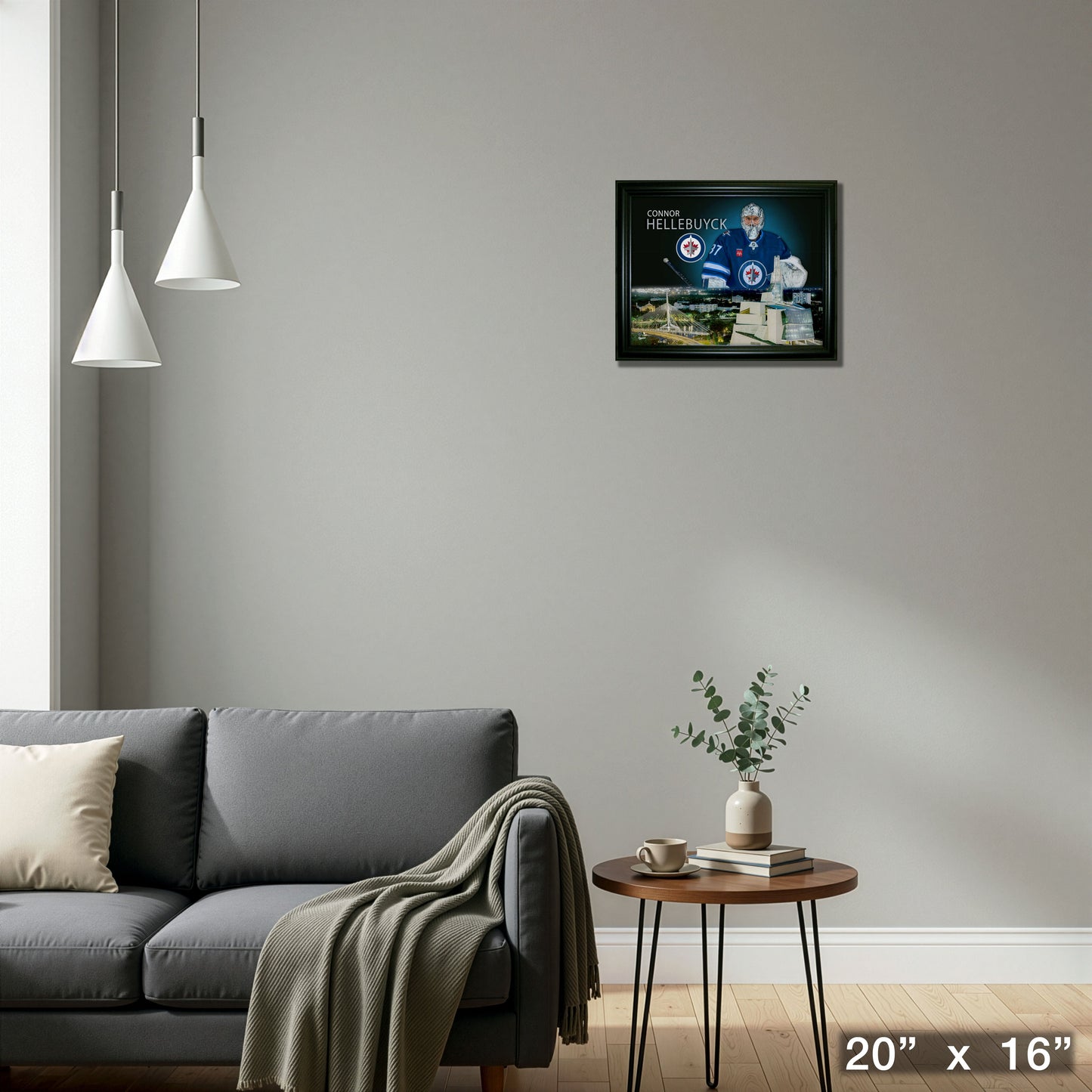 Connor Hellebucyk 16x20 Framed Skyline Print Winnipeg Jets