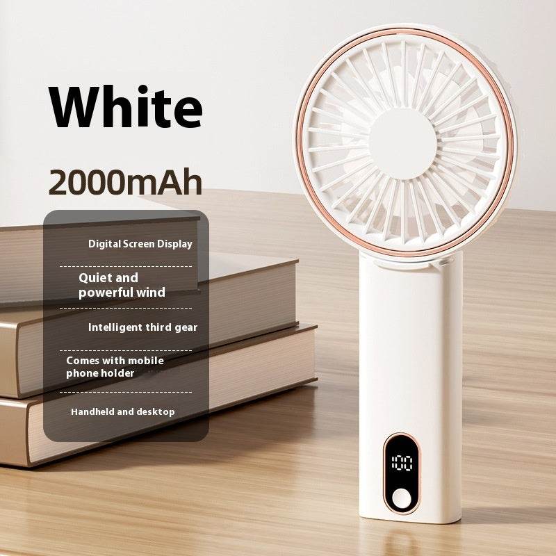Mini Folding Digital Display Mute Refrigeration Handheld Fan - Velora
