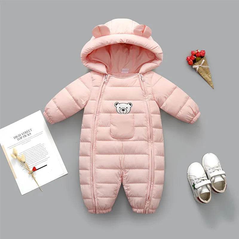 Infant Baby Puffer Hoodie Overall Romper Jumpsuit - Velora