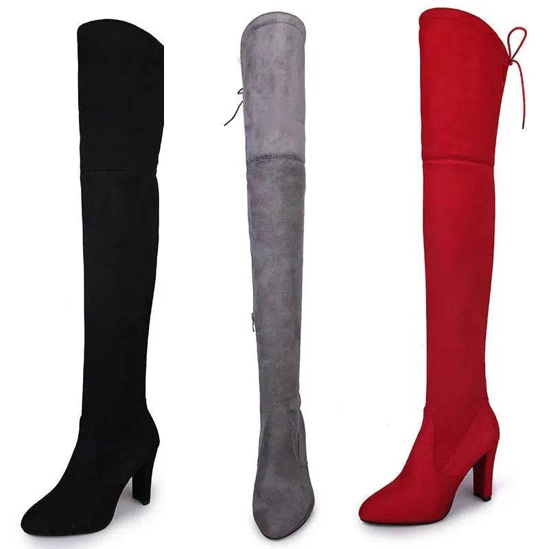 Black Knee High Boots For Women Shoes High Heel Long Boots - Velora