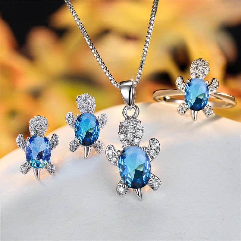 Fashion Oval Zircon Pendant Turtle Shape Necklaces With Rainbow Stone Multicolor Animal Necklace Jewelry For Woman And Children - Velora