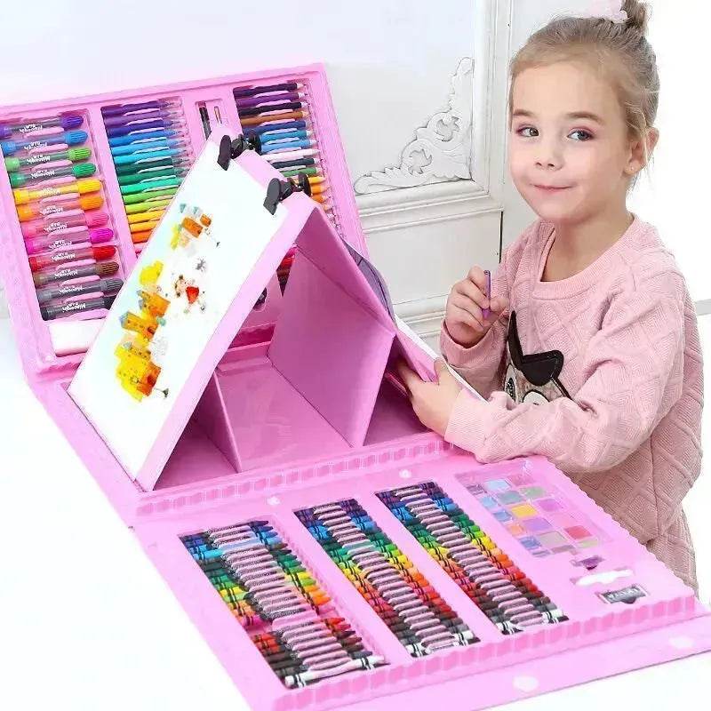 Double Panel Easel Version Watercolor Pen Set Brush Crayon Oil Pastel Children Painting Coloring Drawing Art set. - Velora