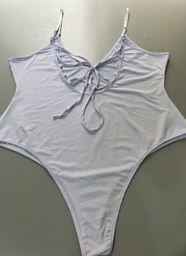 Summer Bikini Backless String Large Size Sexy Solid Color Triangle One-piece Swimsuit Womens Clothing - Velora