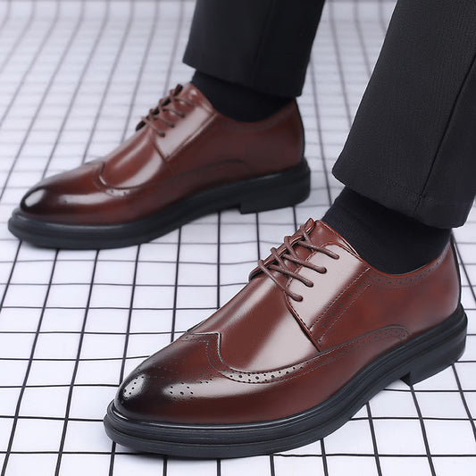 New Men's Brogue Leather Business Casual British Formal Leather Shoes - Velora