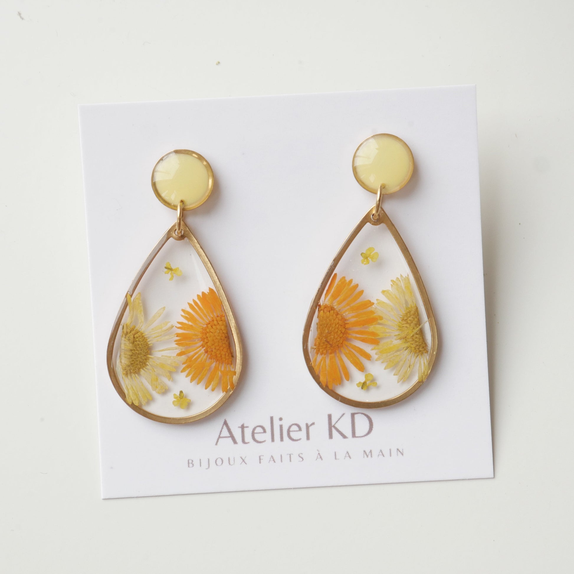 Boucles d'oreilles duo orange et blanc - goute (xl) - Velora