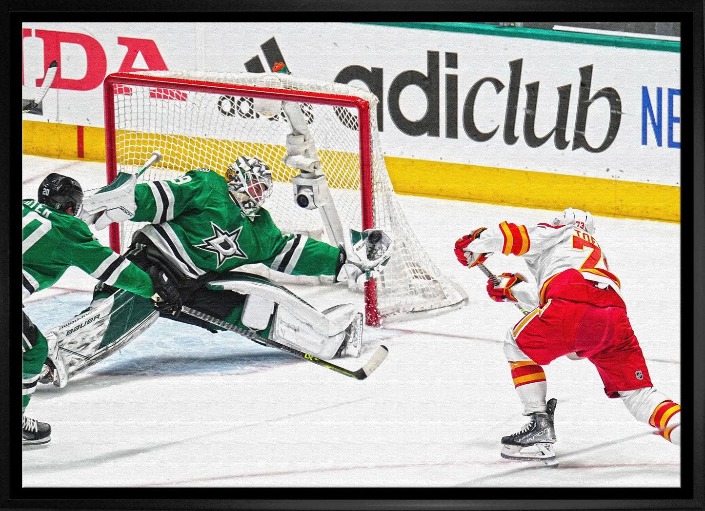 Jake Oettinger Dallas Stars Framed 20x29Glove Save Canvas Frameworth Sports Marketing