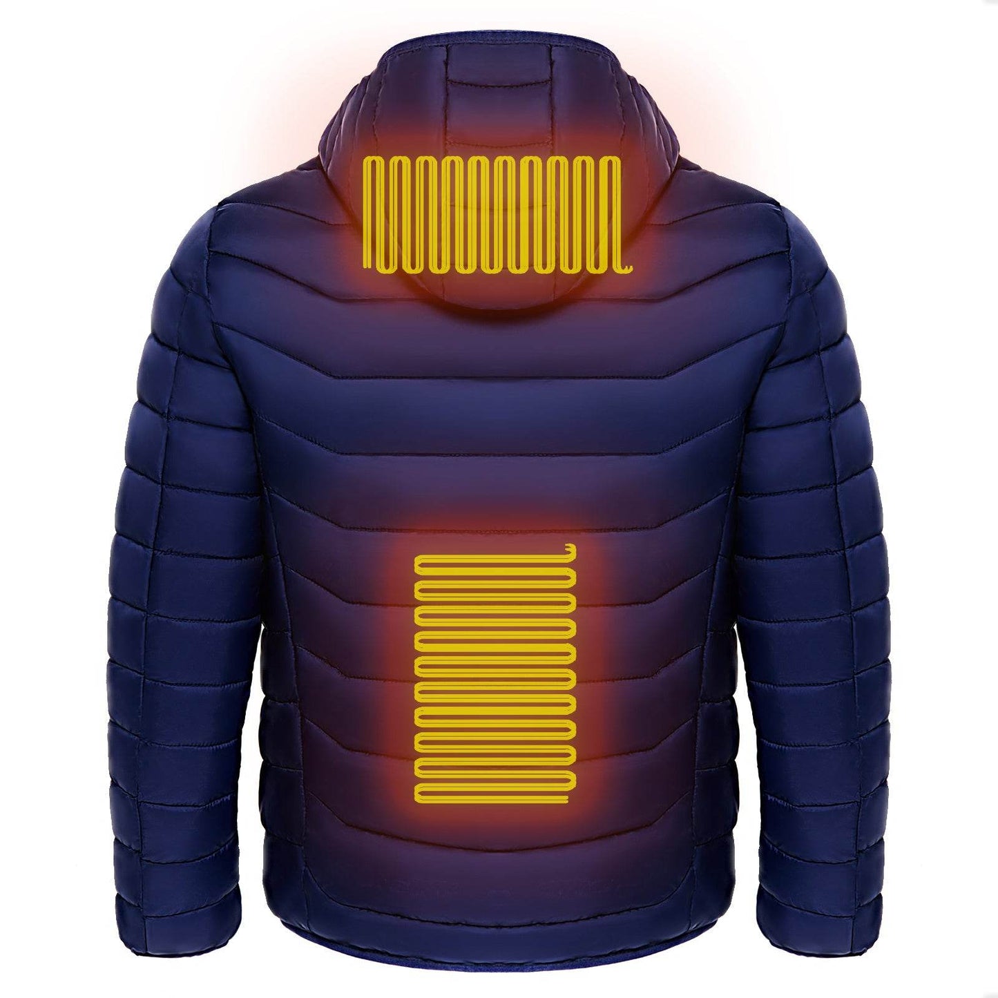 Men Heated Puffer Jacket Electric Heating Coat Insulated Hood Windbreaker 9Heat Zones - Velora