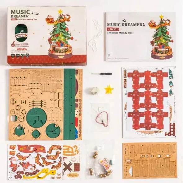 3D Puzzles For Adults, Wooden Music Box Christmas Melody Tree, 3D Model Building Kits, Christmas Birthday Gifts DIY Crafts - Velora