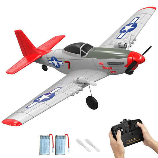 Mustang P51D 2CH Beginner RC Airplane with Gyro Stabilizer for Kids - Velora Luxury Fashion