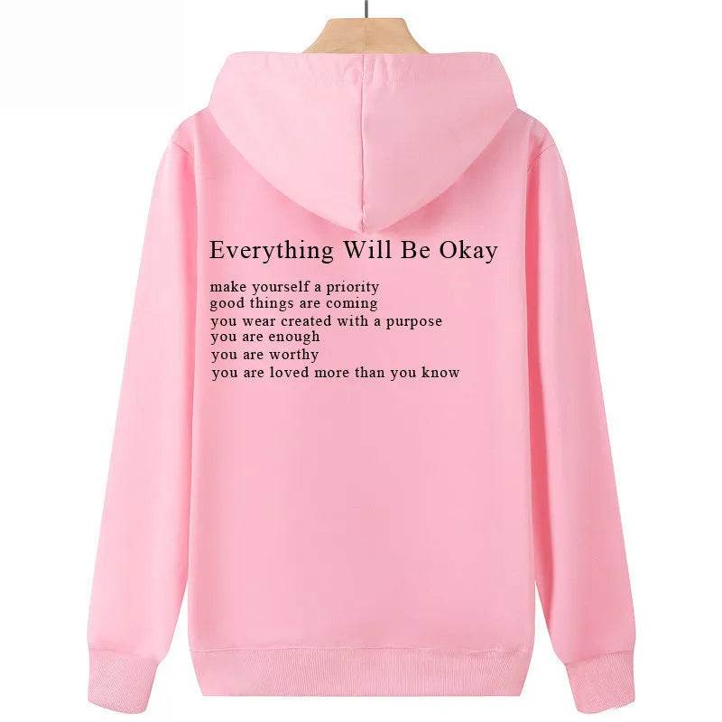 Everything Will Be Okay Loose Casual Men's And Women's Korean Version Loose Round Neck Top - Velora