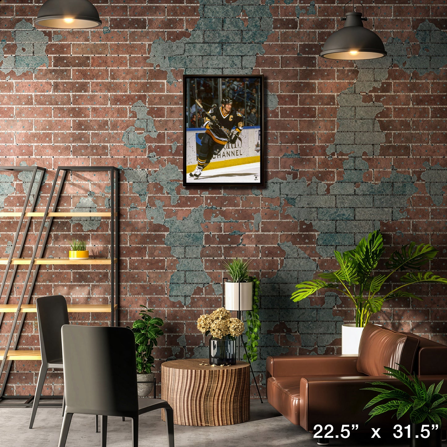 Mario Lemieux 20x29 Framed Canvas Penguins Action-V