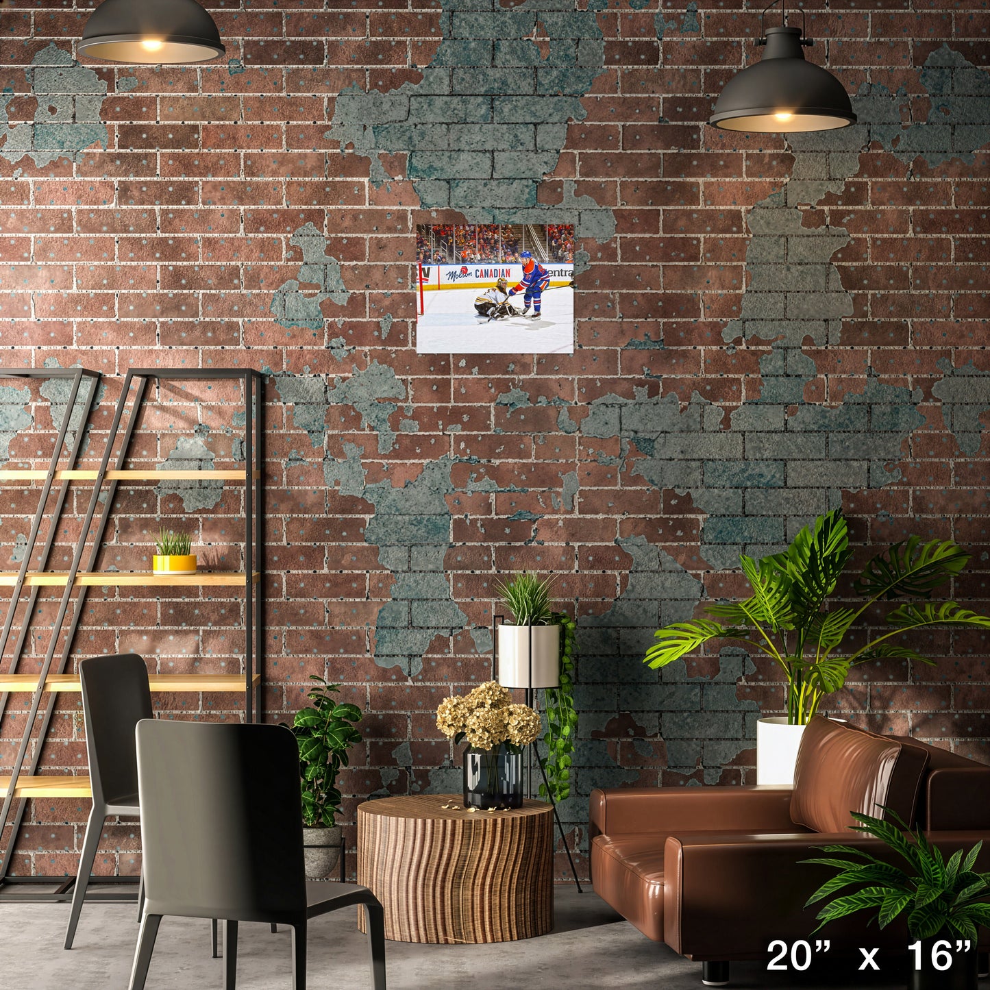 Connor McDavid Unsigned 16x20 Canvas Oilers vs Bruins