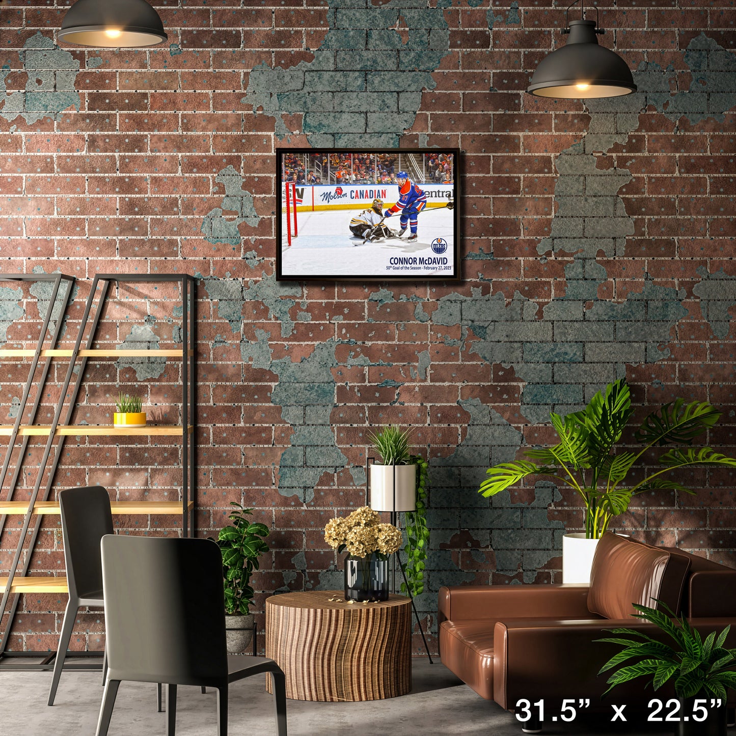 Connor McDavid 20x29 Framed Canvas Oilers 50th Goal