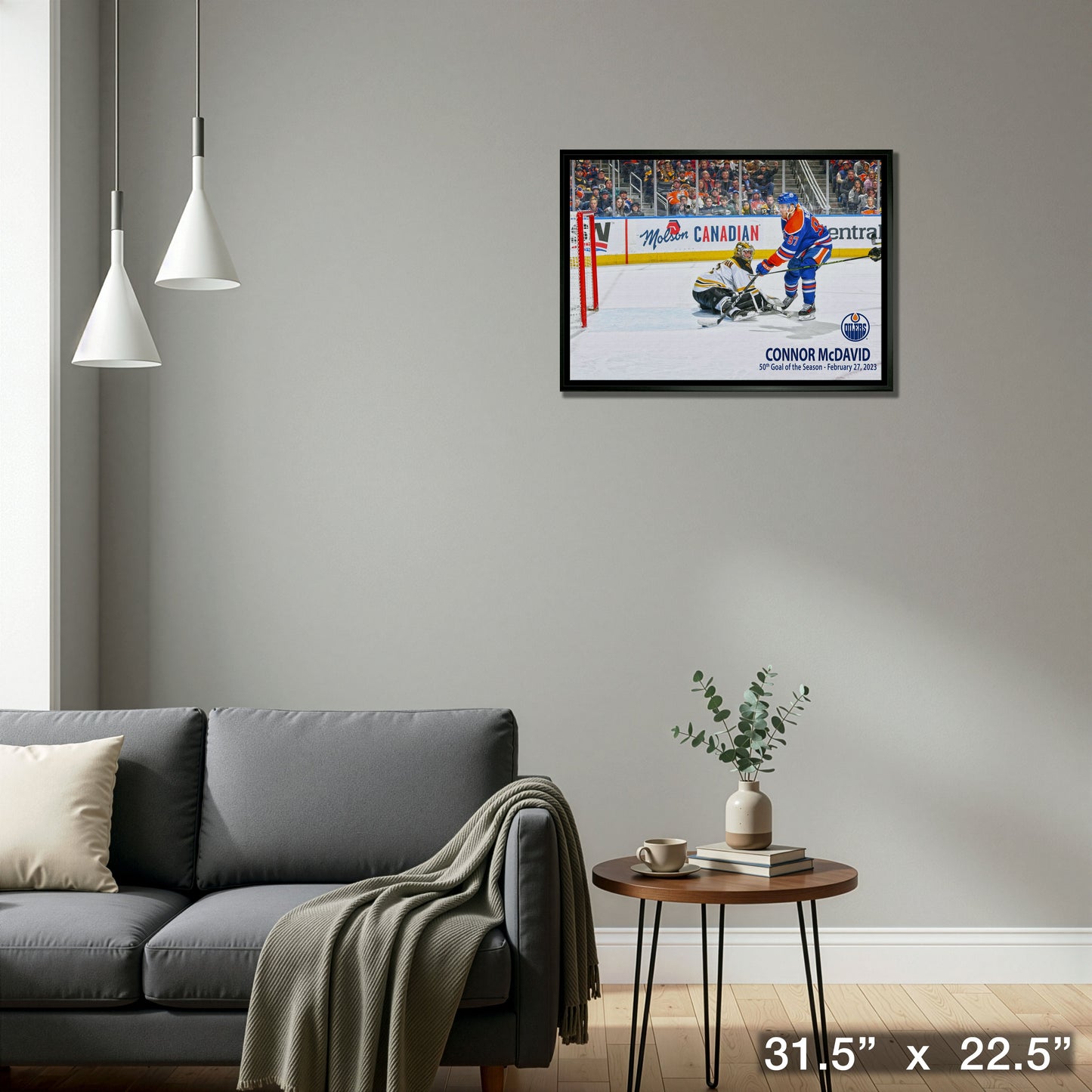Connor McDavid 20x29 Framed Canvas Oilers 50th Goal
