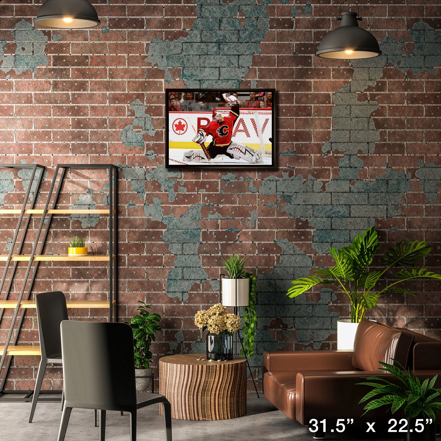 Miikka Kiprusoff 20x29 Framed Canvas Flames Glove Save-H