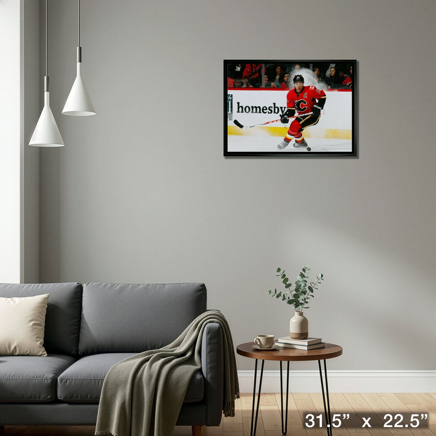 Jarome Iginla 20x29 Framed Canvas Flames Skating-H