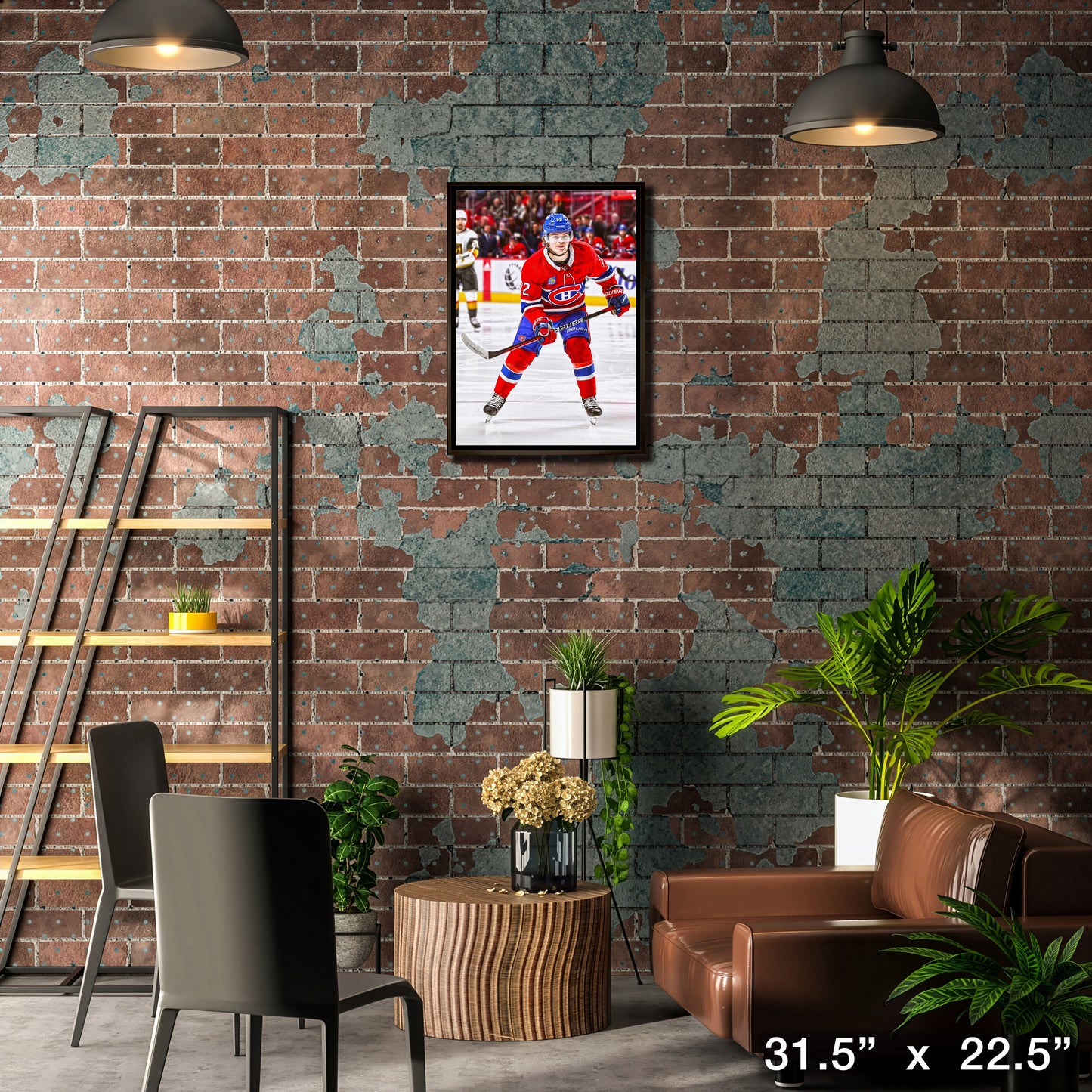 Cole Caufield Framed 20x29 Canvas Canadiens Action-H