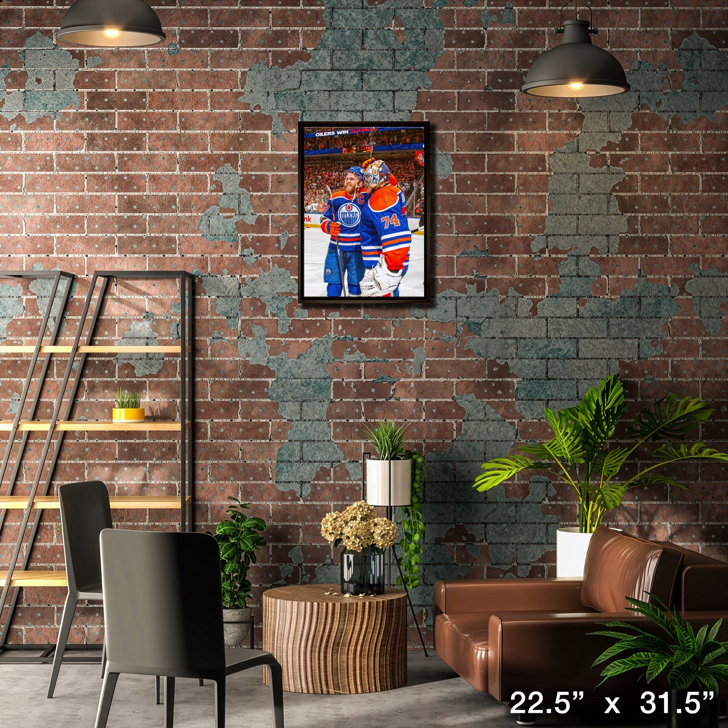 Connor McDavid 20x29 Framed Canvas Oilers With Skinner-V