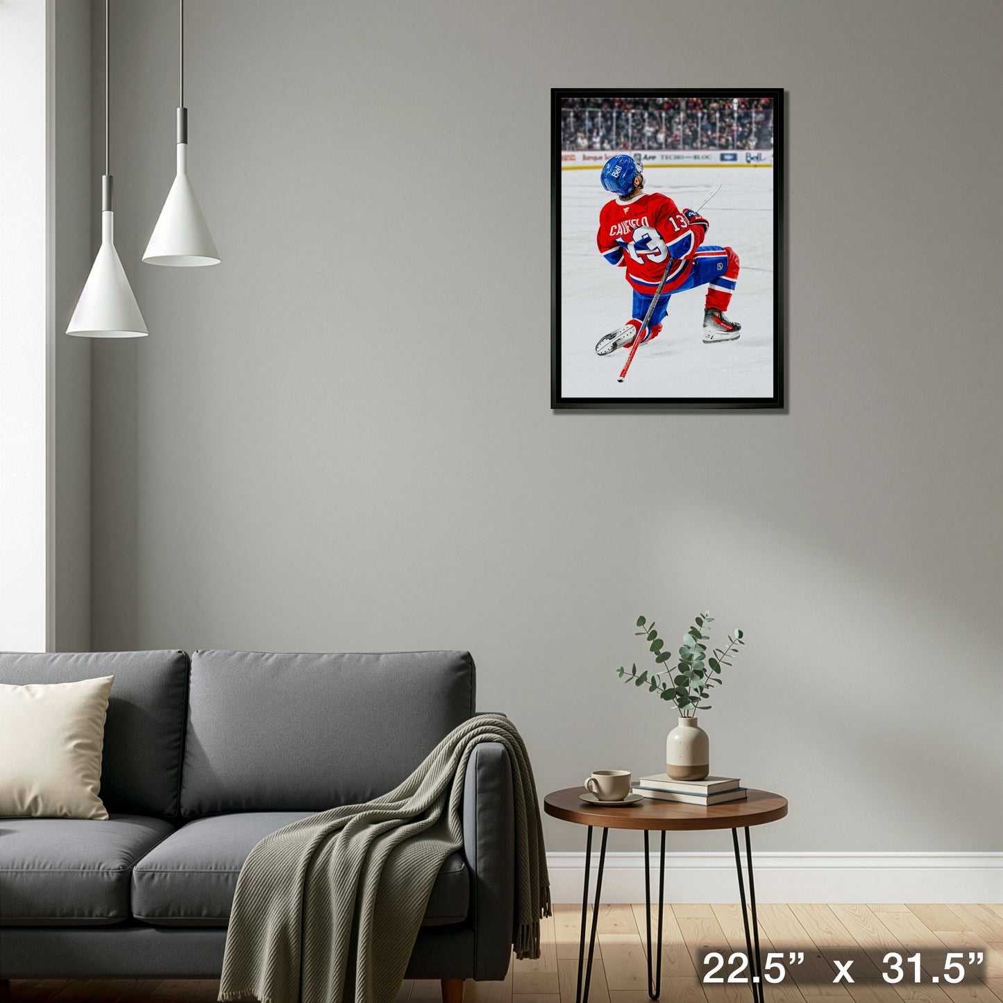 Cole Caufield 20x29 Unsigned Framed Canvas Canadiens Celebration