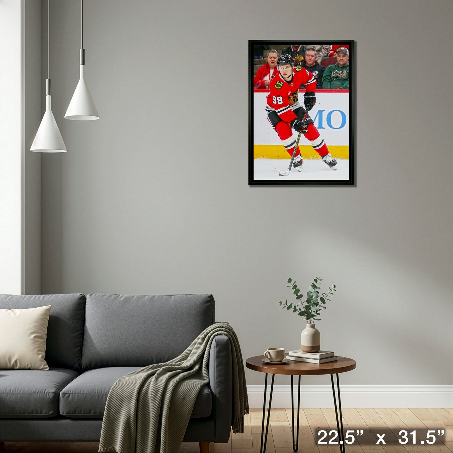 Connor Bedard 20x29 Framed Canvas Chicago Blackhawks